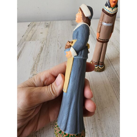 Vintage pencil pilgrim Thanksgiving in the end plaster decor set couple - Picture 7 of 15